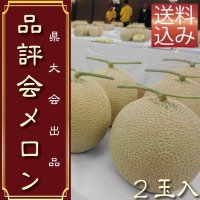 限定50個予約販売【6/20・21発送日限定】県品評会メロン　２玉　化粧箱【送料込】食べ頃日間近完熟品