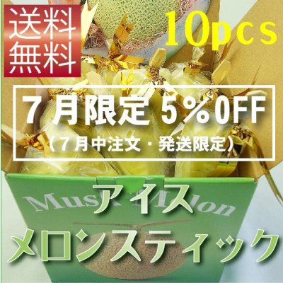 画像1: 【７月限定（７月中注文・発送限定）5％OFF価格】アイスメロンスティック　１０本箱入り【冷凍クール便送料無料】